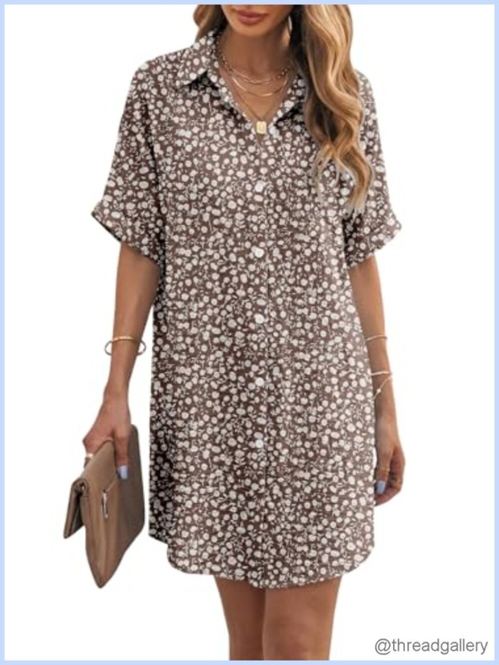 Women's Button Down Swimwear Cover Up Shirt Dress Short Sleeve Beach Vacation